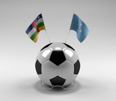 Orta Afrika Cumhuriyeti - Mikronezya Futbol Bayrakları, Beyaz Arkaplan - 3D Render