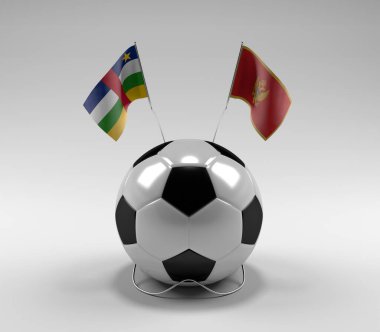 Orta Afrika Cumhuriyeti - Karadağ Futbol Bayrakları, Beyaz Arkaplan - 3D Render