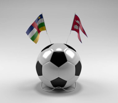 Orta Afrika Cumhuriyeti - Nepal Futbol Bayrakları, Beyaz Arkaplan - 3D Render
