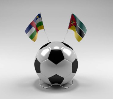 Orta Afrika Cumhuriyeti - Mozambik Futbol Bayrakları, Beyaz Arkaplan - 3D Render