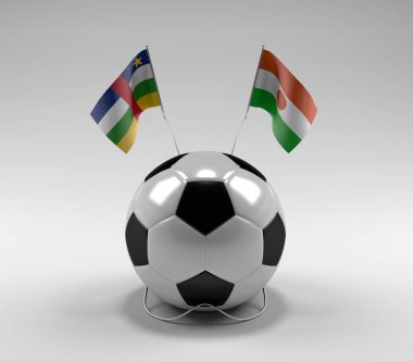 Orta Afrika Cumhuriyeti - Nijer Futbol Bayrakları, Beyaz Arkaplan - 3D Render