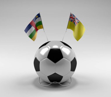 Orta Afrika Cumhuriyeti - Niue Futbol Bayrakları, Beyaz Arkaplan - 3D Render