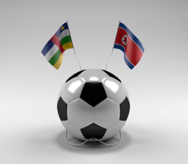 Orta Afrika Cumhuriyeti - Kuzey Kore Futbol Bayrakları, Beyaz Arkaplan - 3D Render