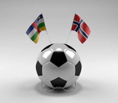 Orta Afrika Cumhuriyeti - Norveç Futbol Bayrakları, Beyaz Arkaplan - 3D Render