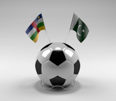 Orta Afrika Cumhuriyeti - Pakistan Futbol Bayrakları, Beyaz Arkaplan - 3D Render