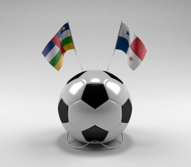 Orta Afrika Cumhuriyeti - Panama Futbol Bayrakları, Beyaz Arkaplan - 3D Render
