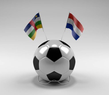 Orta Afrika Cumhuriyeti - Paraguay Futbol Bayrakları, Beyaz Arkaplan - 3D Render