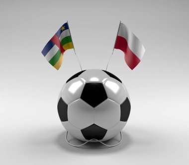 Orta Afrika Cumhuriyeti - Polonya Futbol Bayrakları, Beyaz Arkaplan - 3D Render