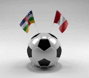 Orta Afrika Cumhuriyeti - Peru Futbol Bayrakları, Beyaz Arkaplan - 3D Render