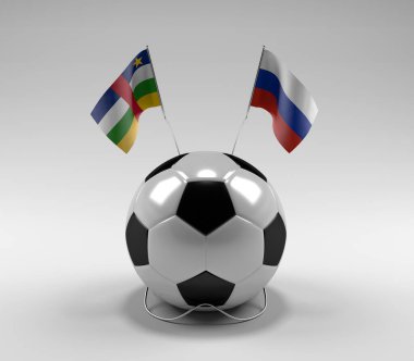 Orta Afrika Cumhuriyeti - Rusya Futbol Bayrakları, Beyaz Arkaplan - 3D Render