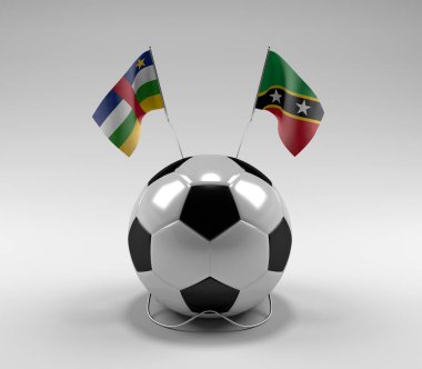 Orta Afrika Cumhuriyeti - Saint-Kitts-and-Nevis Futbol Bayrakları, Beyaz Arkaplan - 3D Render