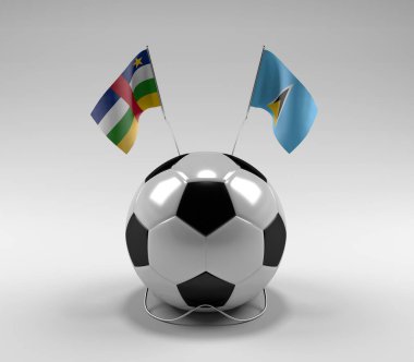 Orta Afrika Cumhuriyeti - Saint-Lucia Futbol Bayrakları, Beyaz Arkaplan - 3D Render