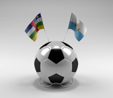 Orta Afrika Cumhuriyeti - San-Marino Futbol Bayrakları, Beyaz Arkaplan - 3D Render