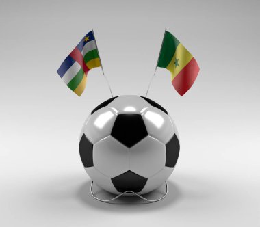 Orta Afrika Cumhuriyeti - Senegal Futbol Bayrakları, Beyaz Arkaplan - 3D Render