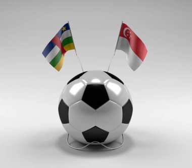 Orta Afrika Cumhuriyeti - Singapur Futbol Bayrakları, Beyaz Arkaplan - 3D Render