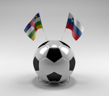 Orta Afrika Cumhuriyeti - Slovenya Futbol Bayrakları, Beyaz Arkaplan - 3D Render
