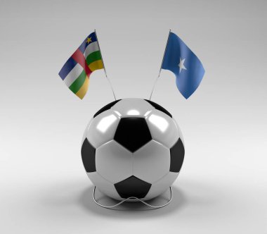 Orta Afrika Cumhuriyeti - Somali Futbol Bayrakları, Beyaz Arkaplan - 3D Render