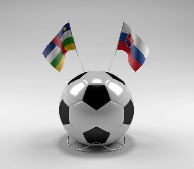 Orta Afrika Cumhuriyeti - Slovakya Futbol Bayrakları, Beyaz Arkaplan - 3D Render