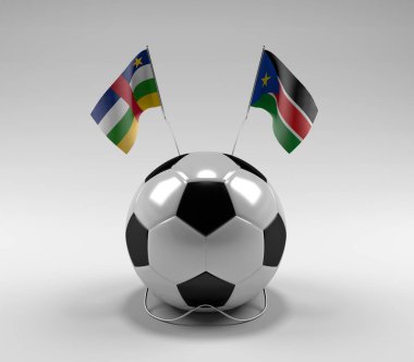 Orta Afrika Cumhuriyeti - Güney Sudan Futbol Bayrakları, Beyaz Arkaplan - 3D Render