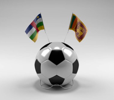 Orta Afrika Cumhuriyeti - Sri-Lanka Futbol Bayrakları, Beyaz Arkaplan - 3D Render