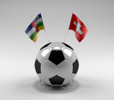 Orta Afrika Cumhuriyeti - İsviçre Futbol Bayrakları, Beyaz Arkaplan - 3D Render