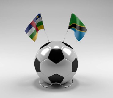 Orta Afrika Cumhuriyeti - Tanzanya Futbol Bayrakları, Beyaz Arkaplan - 3D Render