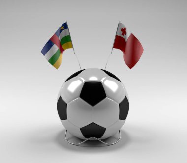 Orta Afrika Cumhuriyeti - Tonga Futbol Bayrakları, Beyaz Arkaplan - 3D Render
