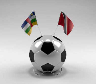 Orta Afrika Cumhuriyeti - Trinidad ve Tobago Futbol Bayrakları, Beyaz Arkaplan - 3D Render