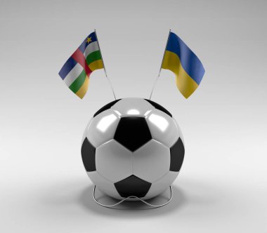 Orta Afrika Cumhuriyeti - Ukrayna Futbol Bayrakları, Beyaz Arkaplan - 3D Render