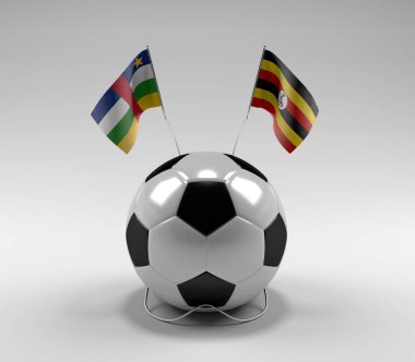 Orta Afrika Cumhuriyeti - Uganda Futbol Bayrakları, Beyaz Arkaplan - 3D Render