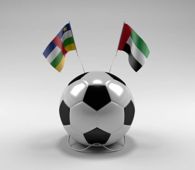 Orta Afrika Cumhuriyeti - Birleşik Arap-Emirlikleri Futbol Bayrakları, Beyaz Arkaplan - 3D Render