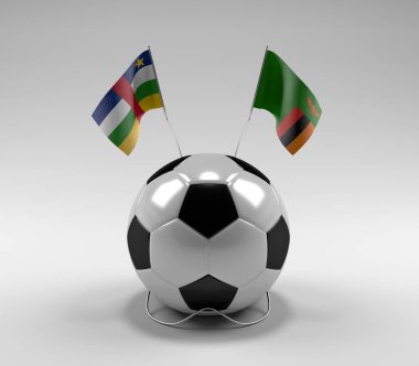 Orta Afrika Cumhuriyeti - Zambiya Futbol Bayrakları, Beyaz Arkaplan - 3D Render