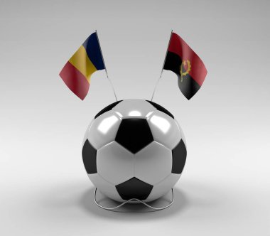 Çad - Angola Futbol Bayrakları, Beyaz Arkaplan - 3D Render