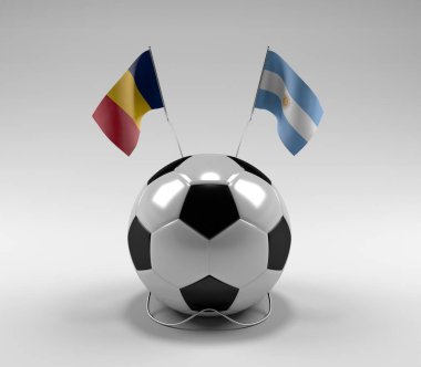 Chad - Arjantin Futbol Bayrakları, Beyaz Arkaplan - 3D Render