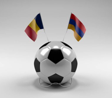 Çad - Ermenistan Futbol Bayrakları, Beyaz Arkaplan - 3D Render