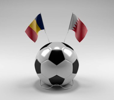 Çad - Bahreyn Futbol Bayrakları, Beyaz Arkaplan - 3D Render