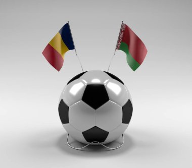 Chad - Belarus Futbol Bayrakları, Beyaz Arkaplan - 3D Render