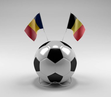 Çad - Belçika Futbol Bayrakları, Beyaz Arkaplan - 3D Render