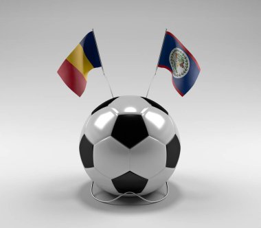 Çad - Belize Futbol Bayrakları, Beyaz Arkaplan - 3D Render