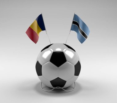 Chad - Botswana Futbol Bayrakları, Beyaz Arkaplan - 3D Render