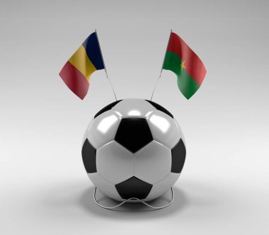 Chad - Burkina-Faso Futbol Bayrakları, Beyaz Arkaplan - 3D Render