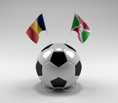 Chad - Burundi Futbol Bayrakları, Beyaz Arkaplan - 3D Render