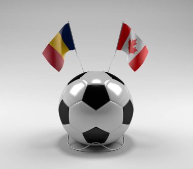 Chad - Kanada Futbol Bayrakları, Beyaz Arkaplan - 3D Render