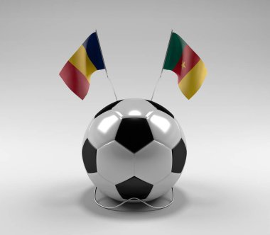 Chad - Kamerun Futbol Bayrakları, Beyaz Arkaplan - 3D Render