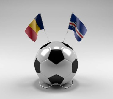 Chad - Cape-Verde Futbol Bayrakları, Beyaz Arkaplan - 3D Render