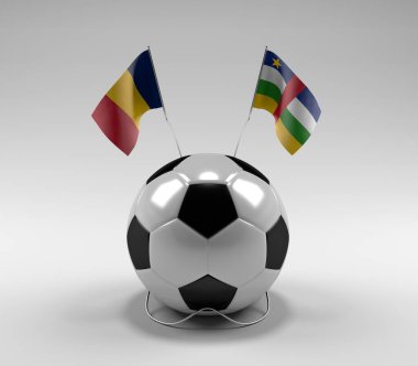 Çad - Orta Afrika Cumhuriyeti Futbol Bayrakları, Beyaz Arkaplan - 3D Render