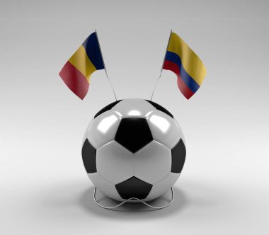 Chad - Kolombiya Futbol Bayrakları, Beyaz Arkaplan - 3D Render