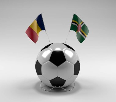 Çad - Dominica Futbol Bayrakları, Beyaz Arkaplan - 3D Render