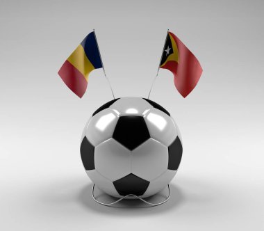 Chad - Doğu Timor Futbol Bayrakları, Beyaz Arkaplan - 3D Render