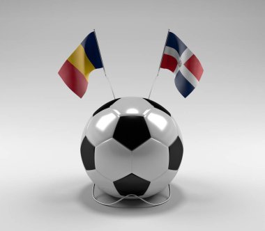 Çad - Dominik Cumhuriyeti Futbol Bayrakları, Beyaz Arkaplan - 3D Render